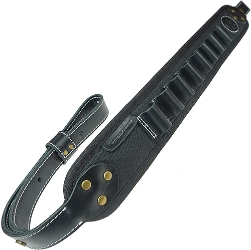 WAYNE'S DOG Eslinga de cuero del tenedor de la cáscara de la escopeta del calibre 12, correas de hombro de la cáscara de la lona 12GA