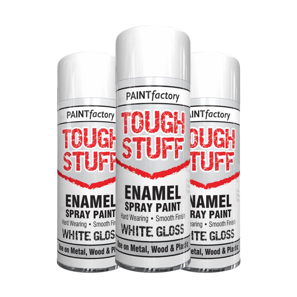 Classic Signature White Gloss - 3 X Enamel Spray Paint 400Ml Tough Stuff Hard Wearing Smooth Aerosol For Metal Wood And Plastic