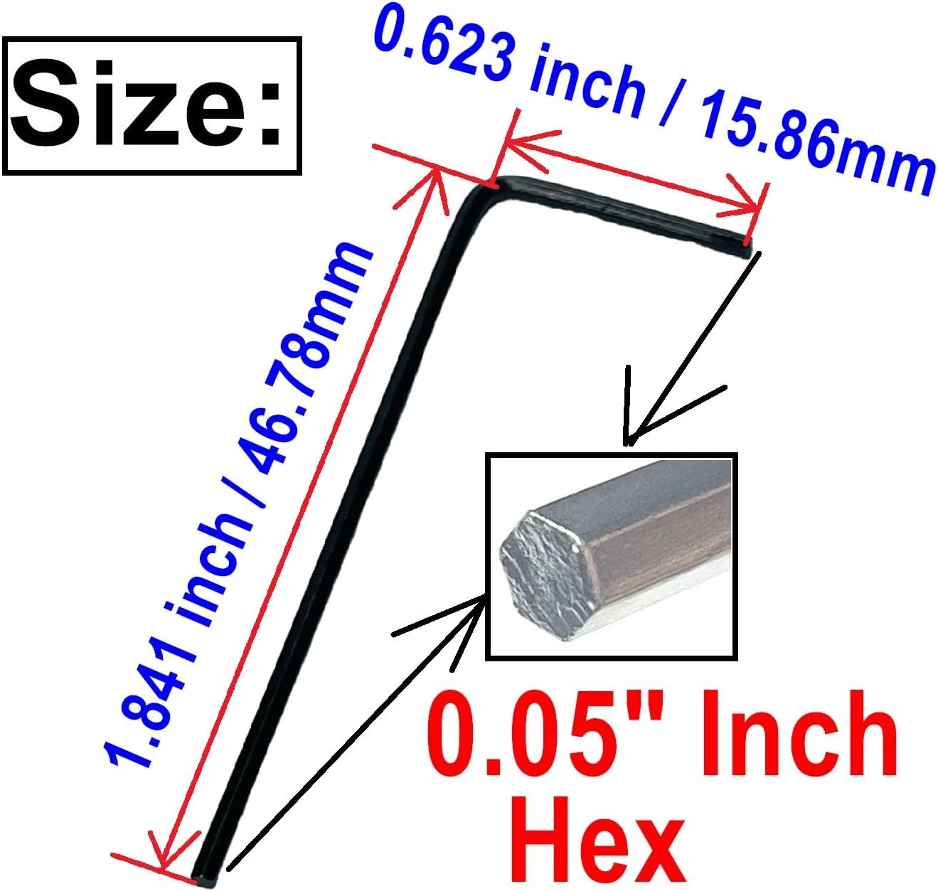 10pcs 0.05 Allen Wrench sets,0.050 inch Allen Wrench,0.05 Hex Key,0.050 Hex Wrench allen key Door Key L Shaped 050 hex wrench set with Long Arm.