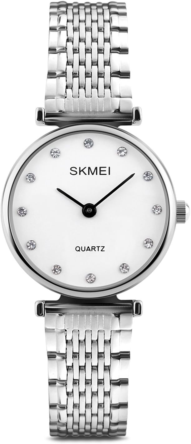 Womens Fashion Analog Watch,Dress Casual Quartz Watches for Classic Women Wrist Watch Waterproof 30M Water-Resistant Crystal Time Mark-Silver