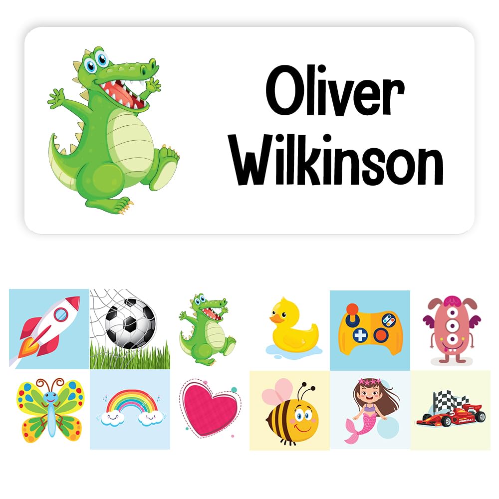 Papa Prints Pack of 48 Waterproof Name Stickers for Water Bottles (30 x 14 mm) Personalised Name Stickers for Water Bottles Name Stickers for Kids