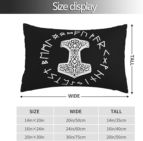 Miniatura 4 de Vikings Mjolnir and Rune Wheel Norse Mythology Symbol Pillowcases Soft and Comfortable Pillowcase 16"x24"