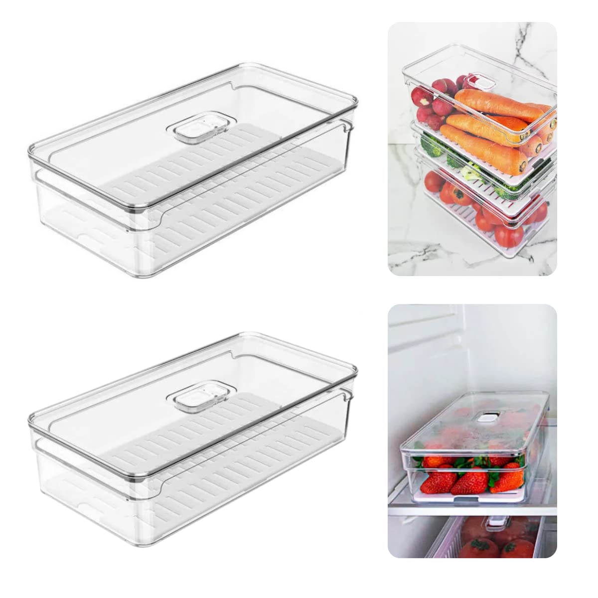 OU OF200NT Kit Com 2 Organizadores de Geladeira Empilhável 2.8L