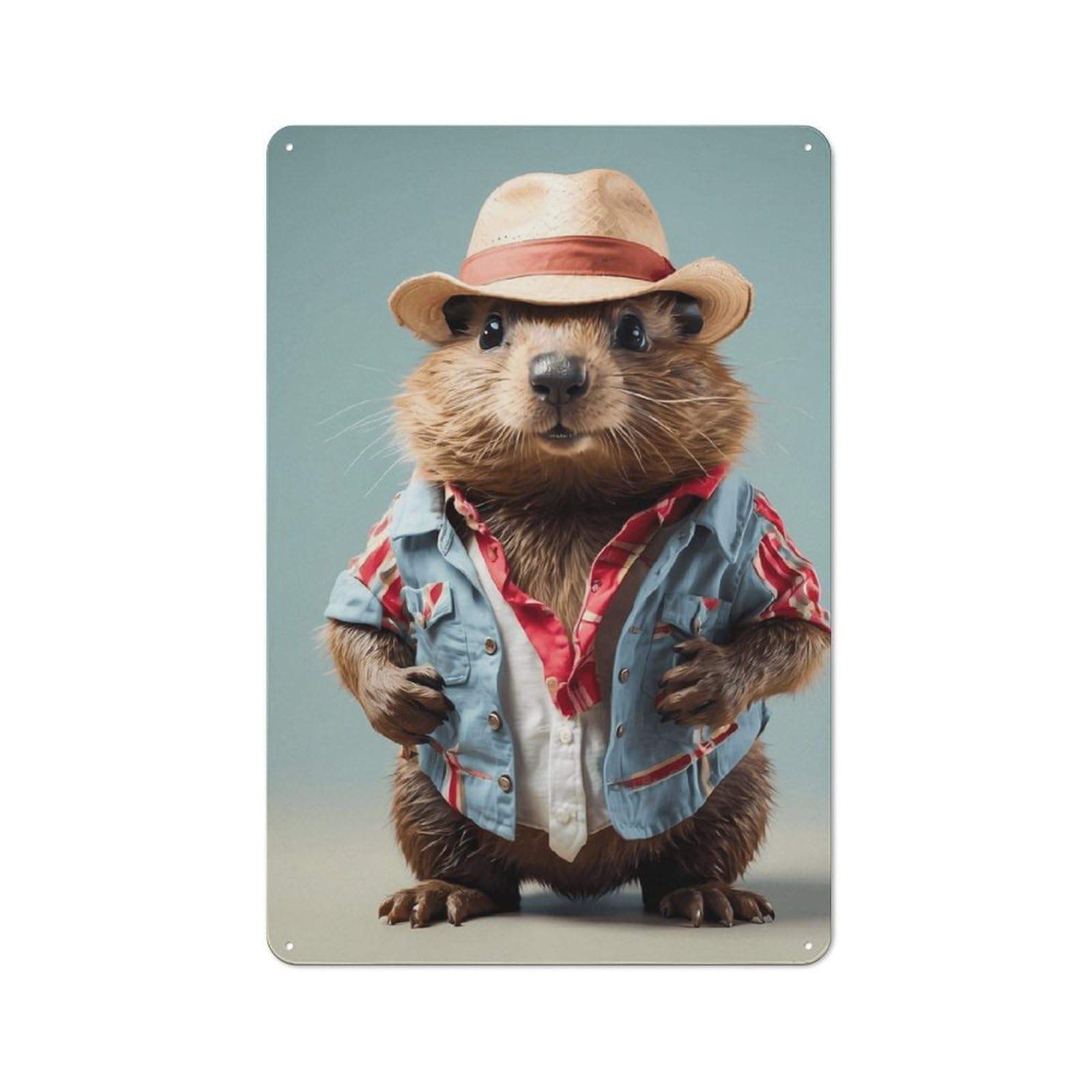 Junmoney Style-5 30X20cm Retro Metal Sign With Fashionable Groundhog In Hat For Man Cave Or Games Room, Tin Sign Wall Decor For Games Rooms And Man Caves