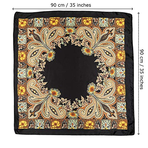 Molans 35 Inches Women Head Scarf Hair Bandanas - 4Pcs Square Satin Head Scarves For Women Silk Like Hair Kerchief Banadanas(Blue+Black+Beige+Camel) #TOP1