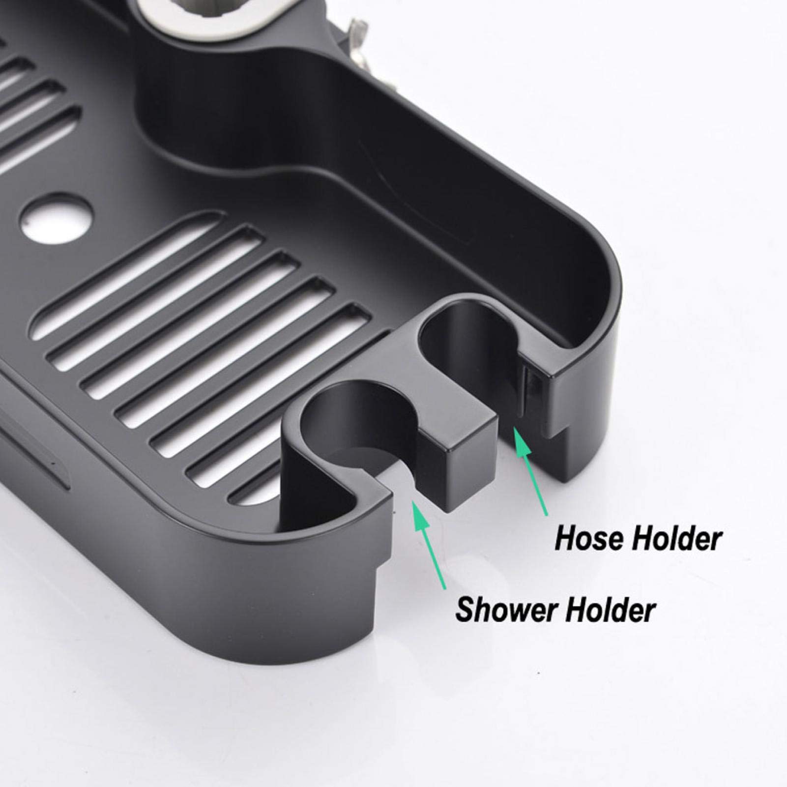 Barra de ducha negra con jabonera, estante de ducha sin taladro, estante de ducha con soporte para cabezal de ducha, accesorios de baño para una fácil instalación
