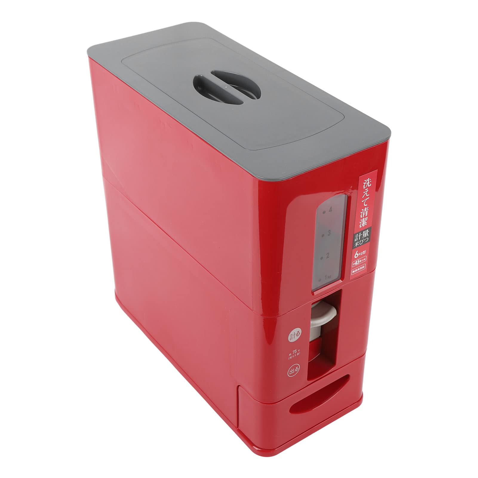 per distributore di riso, cassetto automatico del riso, scatola di stoccaggio di cereali intelligenti per la casa, per cereali di fagioli, capacità di 6 kg, facile da (Rosso)