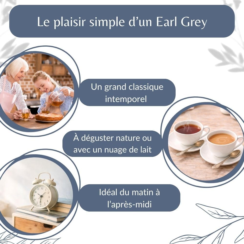 Thé Noir Earl Grey Bio - Thé Vegan en Vrac, 100% Naturel, Sans OGM - Agriculture Biologique - Conditionné en France - Sachet 1 kg (500 Tasses)