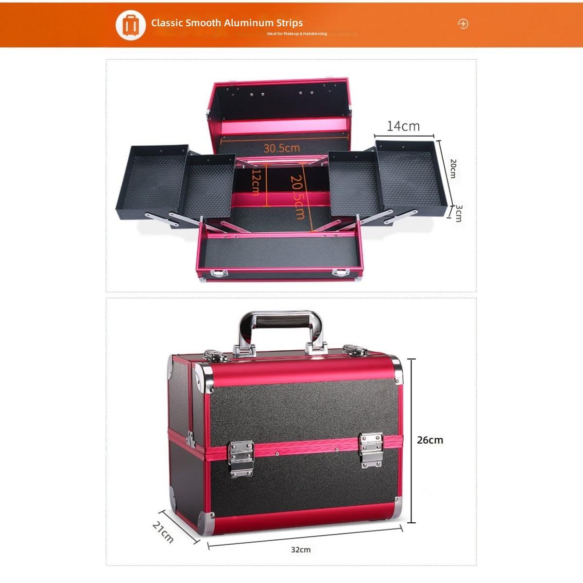 Valigetta per Trucchi Portatile, Custodia Organizer Multifunzionale con Spazio di archiviazione Multistrato, Design con Serratura, vassoi estensibili, Ideale per Professionisti e