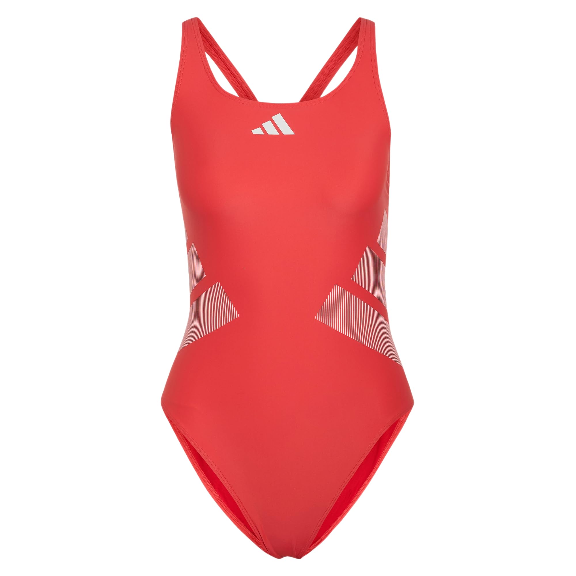 adidas Women's Logo C-Back Swimsuit Swimwear, semi Lucid red/White, 34