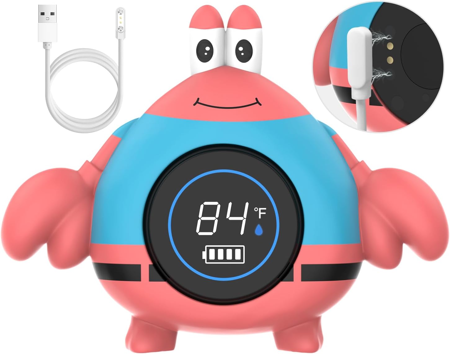 Babyelf Baby Thermometer, Rechargeable Bath Tub Water Thermometer Safety, Floating Toy for Infant Toddler Bathtub Pool with Temperature Warning