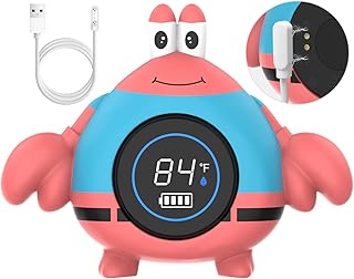 Babyelf Baby Rechargeable Thermometer, Bath Tub Water Thermometer Safety, Floating Toy for Infant Toddler Bathtub Pool with Temperature Warning