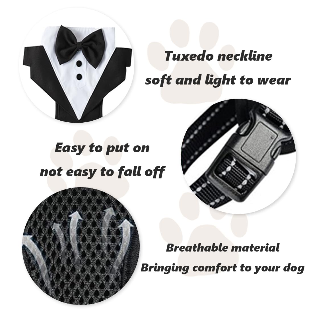 Collare Bandana Con Papillon Per Cani - Smoking Elegante Regolabile Per Matrimoni E Occasioni Speciali - Foto 5