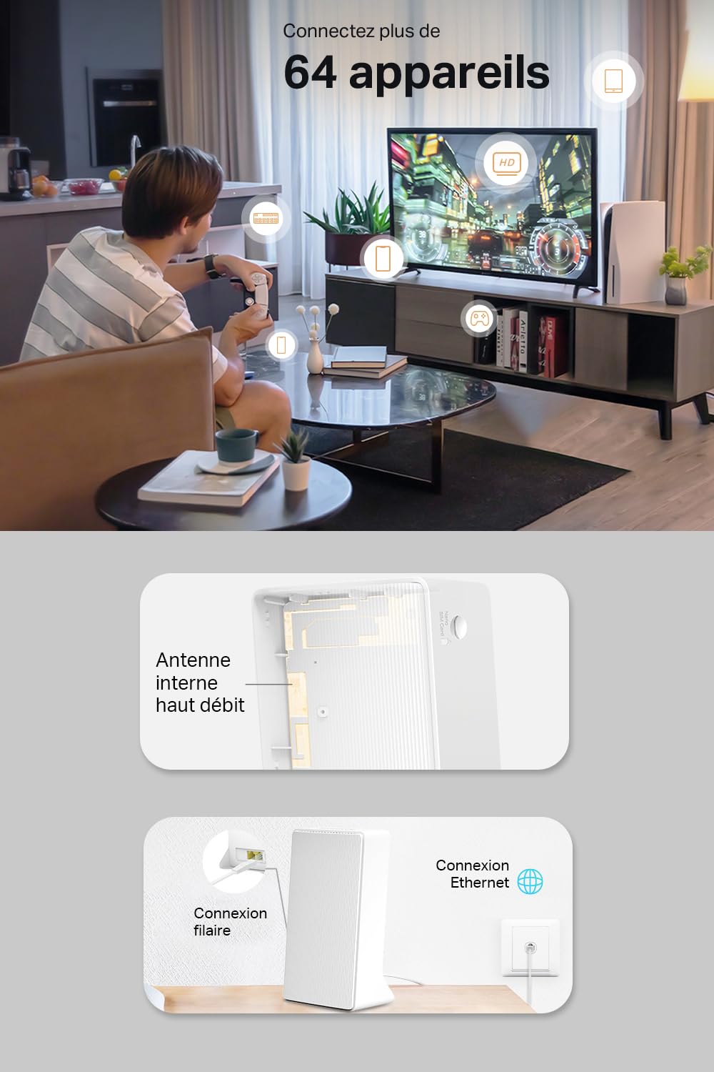 MERCUSYS MB230-4G TP-Link Routeur 4G+ WiFi AC1200Mbps, Box SIM, CAT6 Vitesse Jusqu'à 300Mbps, 2 Ports Gigabit, Ports d'Antenne Externe, Modem Déverrouillé Compatible Toute SIM