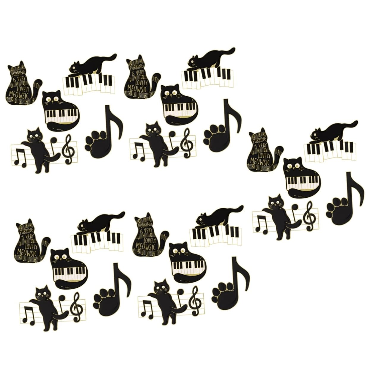 SOIMISS Spilla con nota musicale di gatto spilla natale di natale divertente borsa a spillo perno per zaini gatti Perno del fumetto di cartone animato lega Black