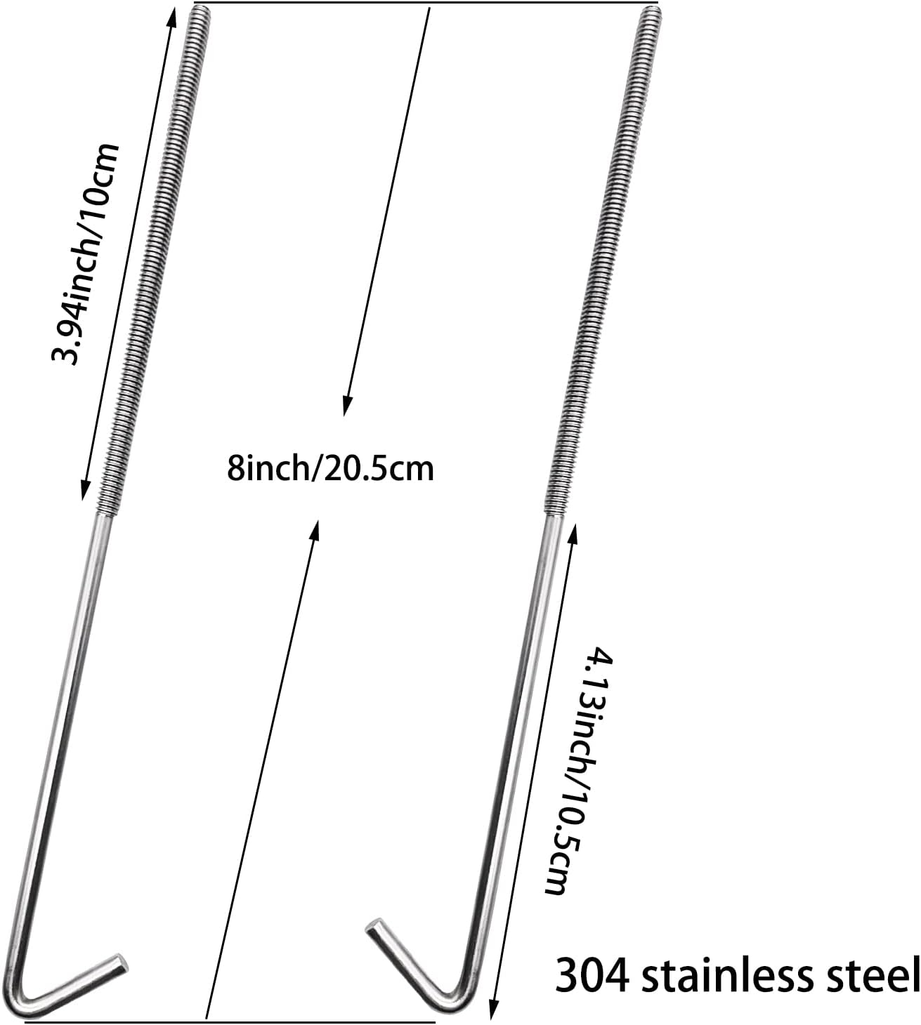 Tnisesm 8-inch 304 Stainless Steel J Hook Battery Hold Down Bolts