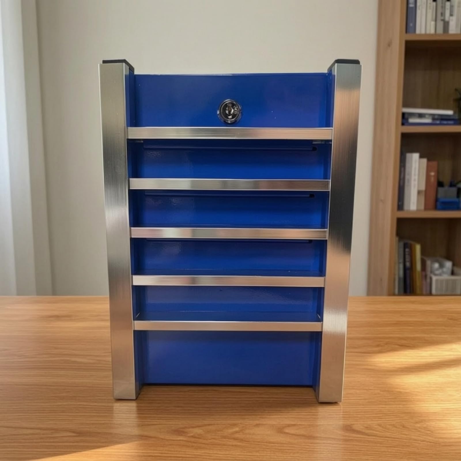 Tirelire en Métal Robuste Tirelire avec Clé Compacte Caisse avec Poignée pour Adultes, Adolescents, Bleu