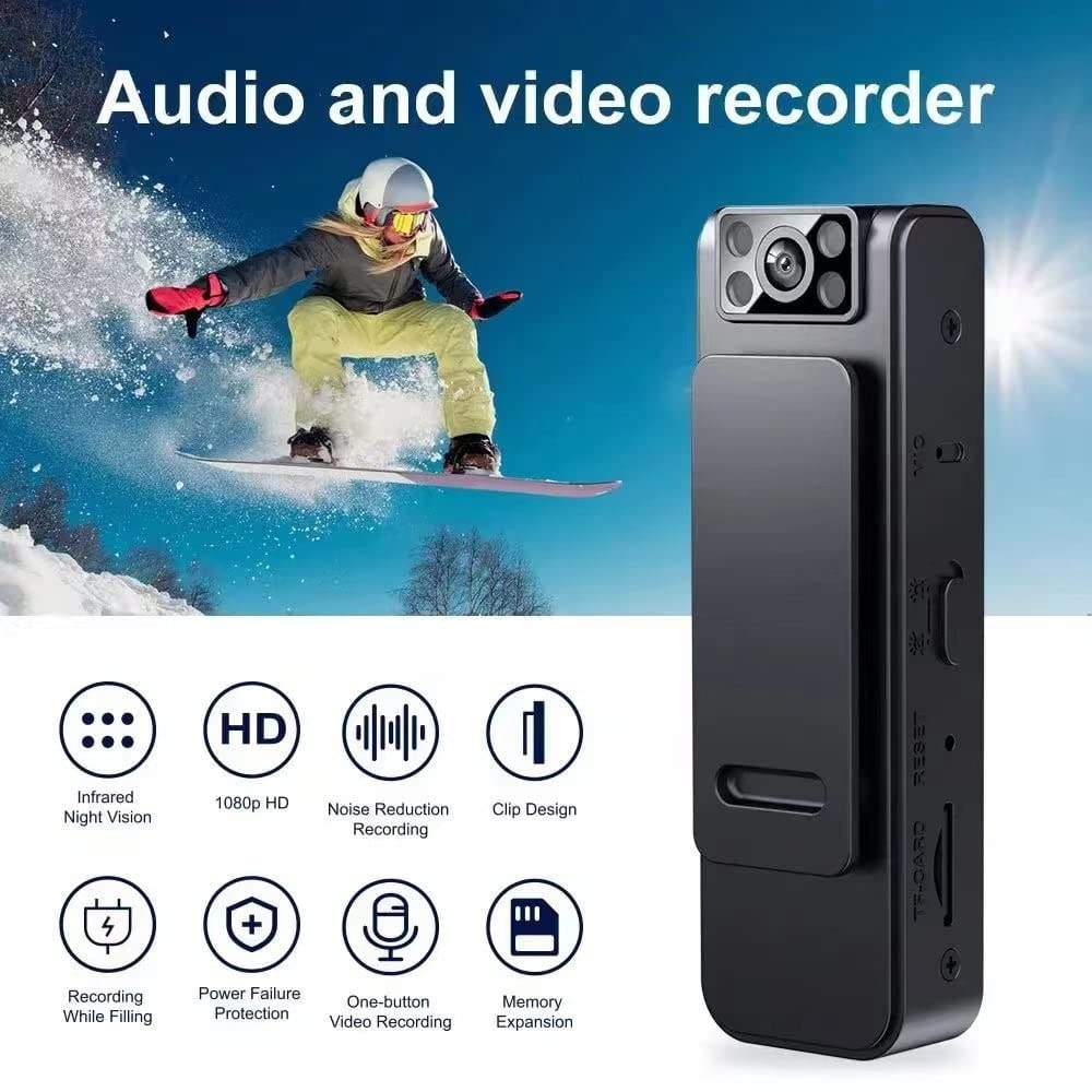 Mini kamera do ciała, HD 1080p, przenośna minikamera z redukcją szumów, obracany o 180 stopni obiektyw, rejestrator video z klipem wstecznym do nagrywania filmów audio (wersja WiFi, 2 szt.)