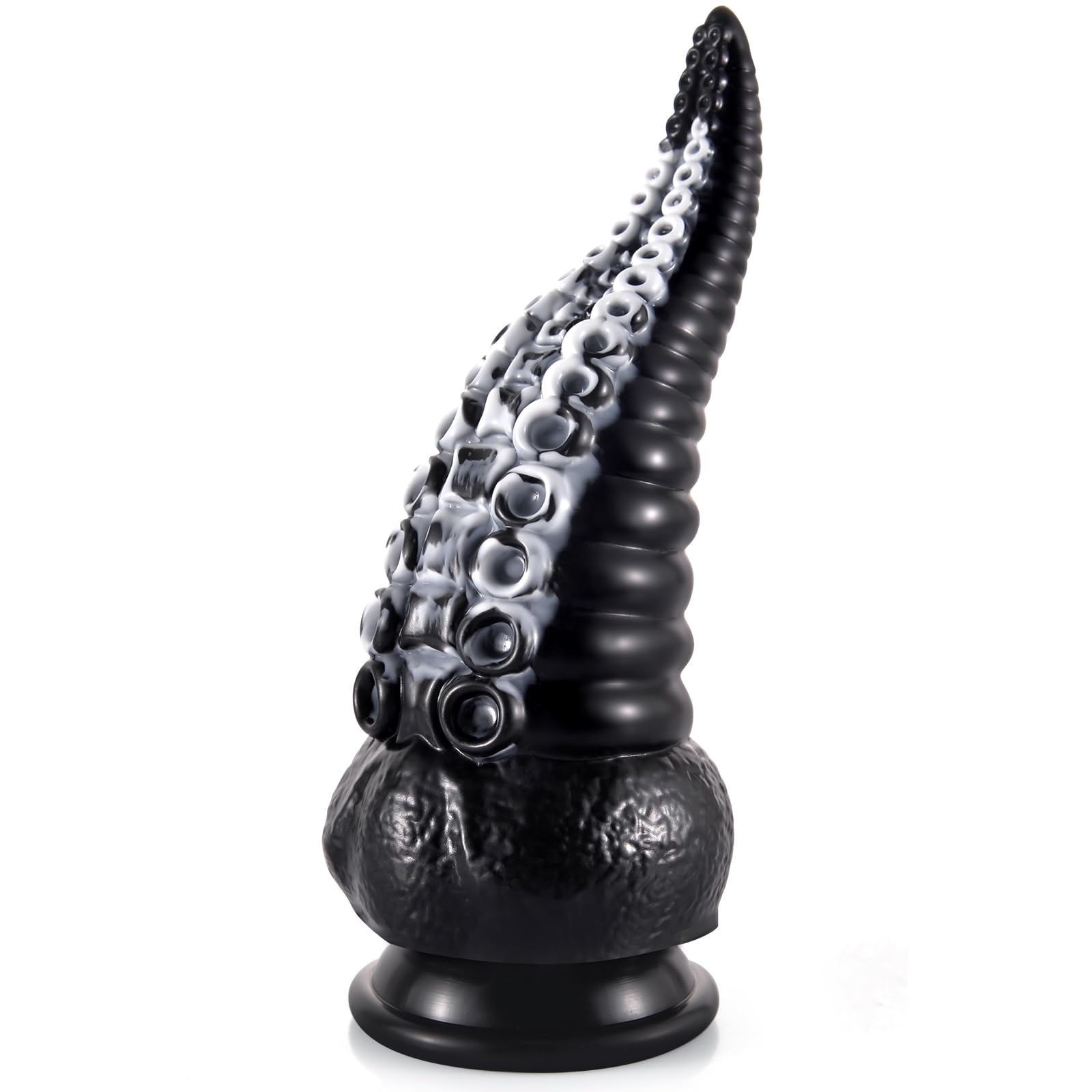 Tentacolo Dildo realistico in silicone con a forte ventosa per gioco a mani libere, 22cm Pene dildo anale Enorme, Grande Mostro Massaggiatore della prostata, Nero Bianco