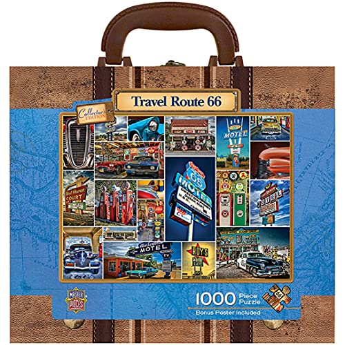 Masterpieces Suitcases 1000 Puzzles Collection - Route 66 1000 Piece Jigsaw Puzzle #TOP1