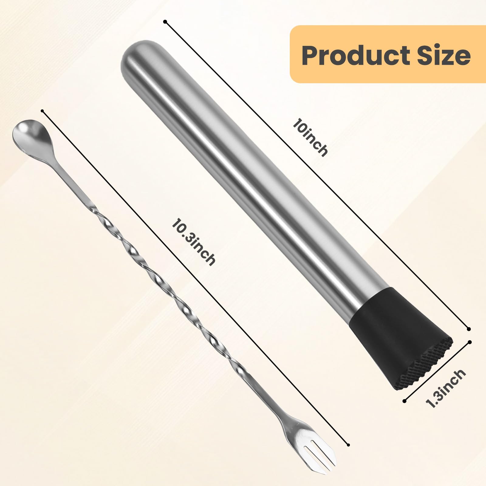 Stainless Steel Cocktail Muddler Set - 4 Piece -2
