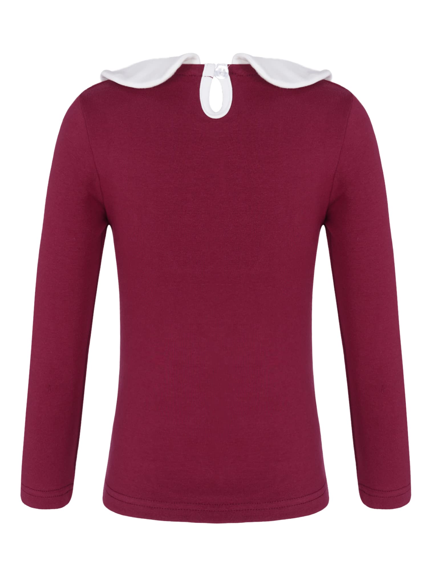easyforever Toddler Baby Girls Basic Blouse Solid Doll Collar Long Sleeve T-Shirts Top Tee Undershirt Bottoming Top Burgundy 3-4 Years