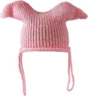 Wayfadacc Sombrero de payaso de ganchillo a la moda para adultos, bonito gorro de punto para invierno, otoño, actividades al aire libre, gorras, cálido, resistente al viento, color rosa