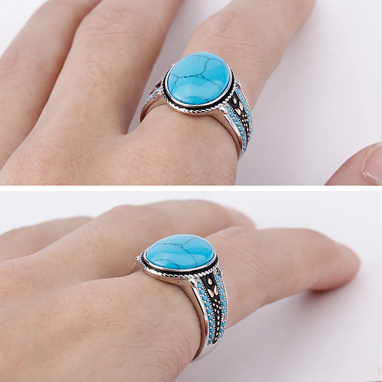 アクセサリー Vintage Silver Oval Turquoise Ring 925 Amazon.co.jp: Men Ring and Turquoise Vintage 925 Sterling Silver