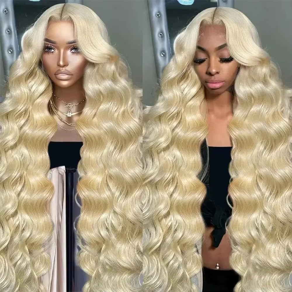 Lemoda 613 13x6 Lace Front Wig Human Hair 13x6 Body Wave HD Transparent Lace Wig Pre Plucked 180 Density 15A Brazilian Virgin 613 Blonde Human Hair