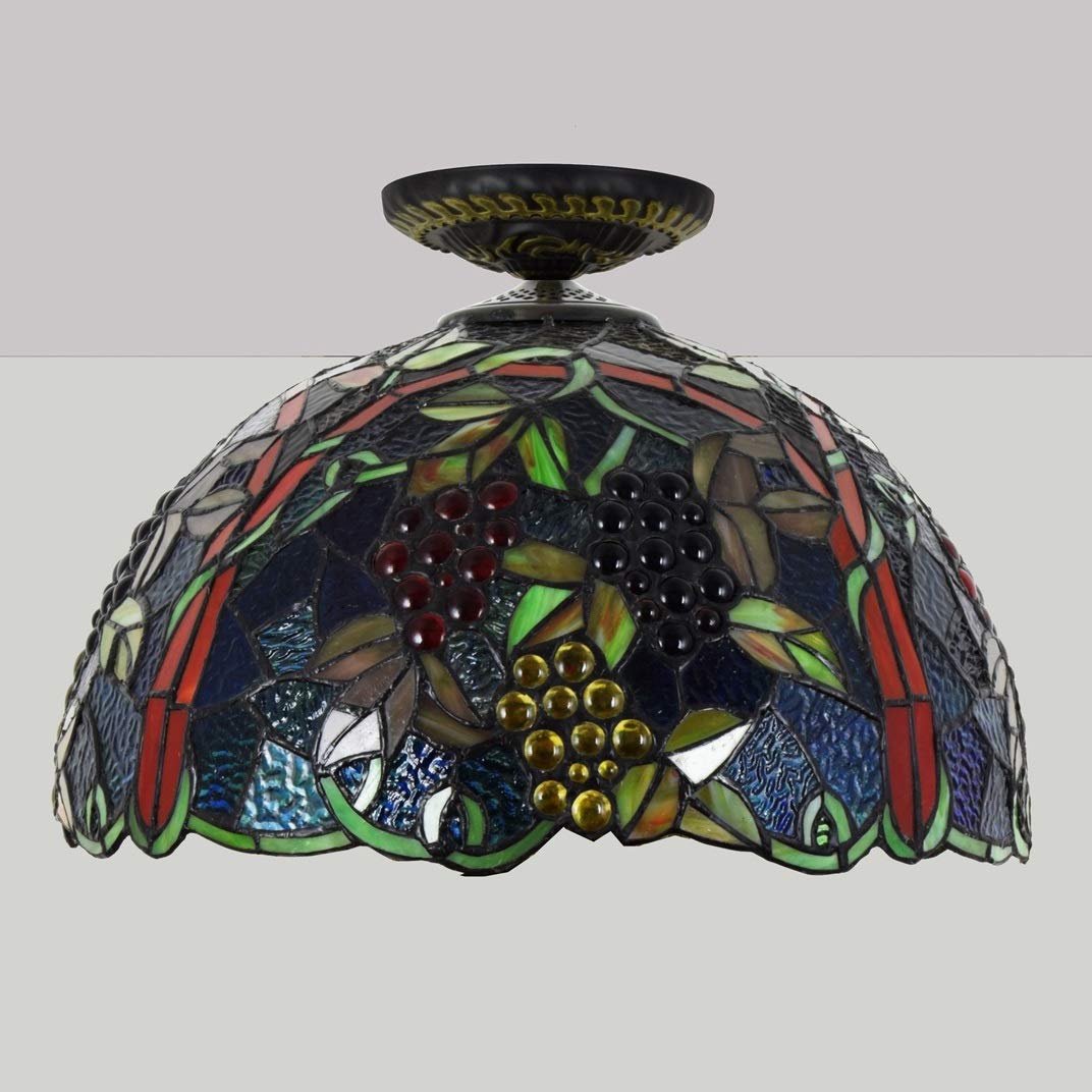 Lampa sufitowa w stylu Tiffany 17 cali europejski wzór winogron winogronowy lampa sufitowa witrażu światło sufitowe w stylu lampy domowe i latarnie do korytarza do sypialni