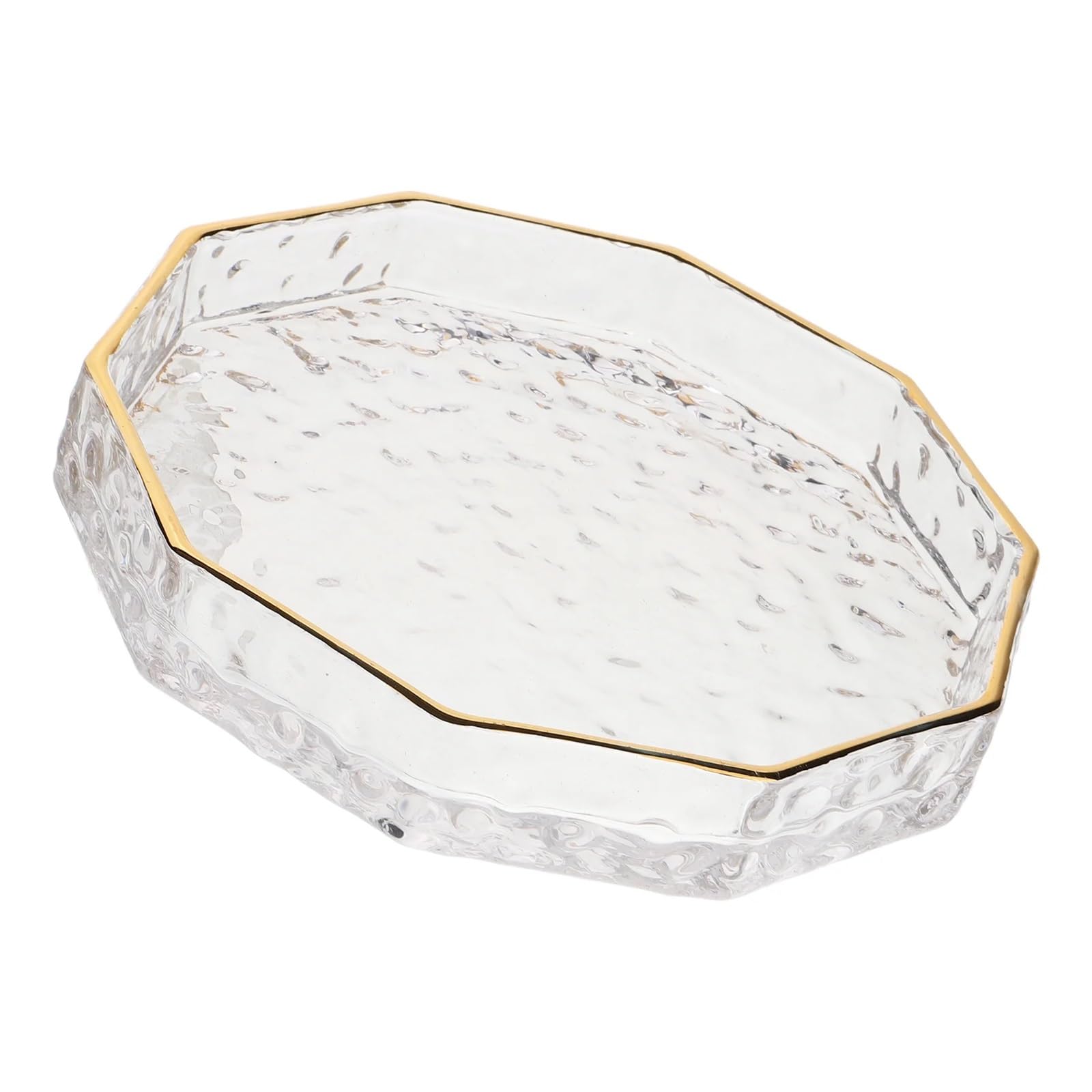 Elegant Gold Rimmed Glass Serving Tray Small Kitchen Decor Plate Fruit Dessert Platter Glassware Dishware Tableware Set