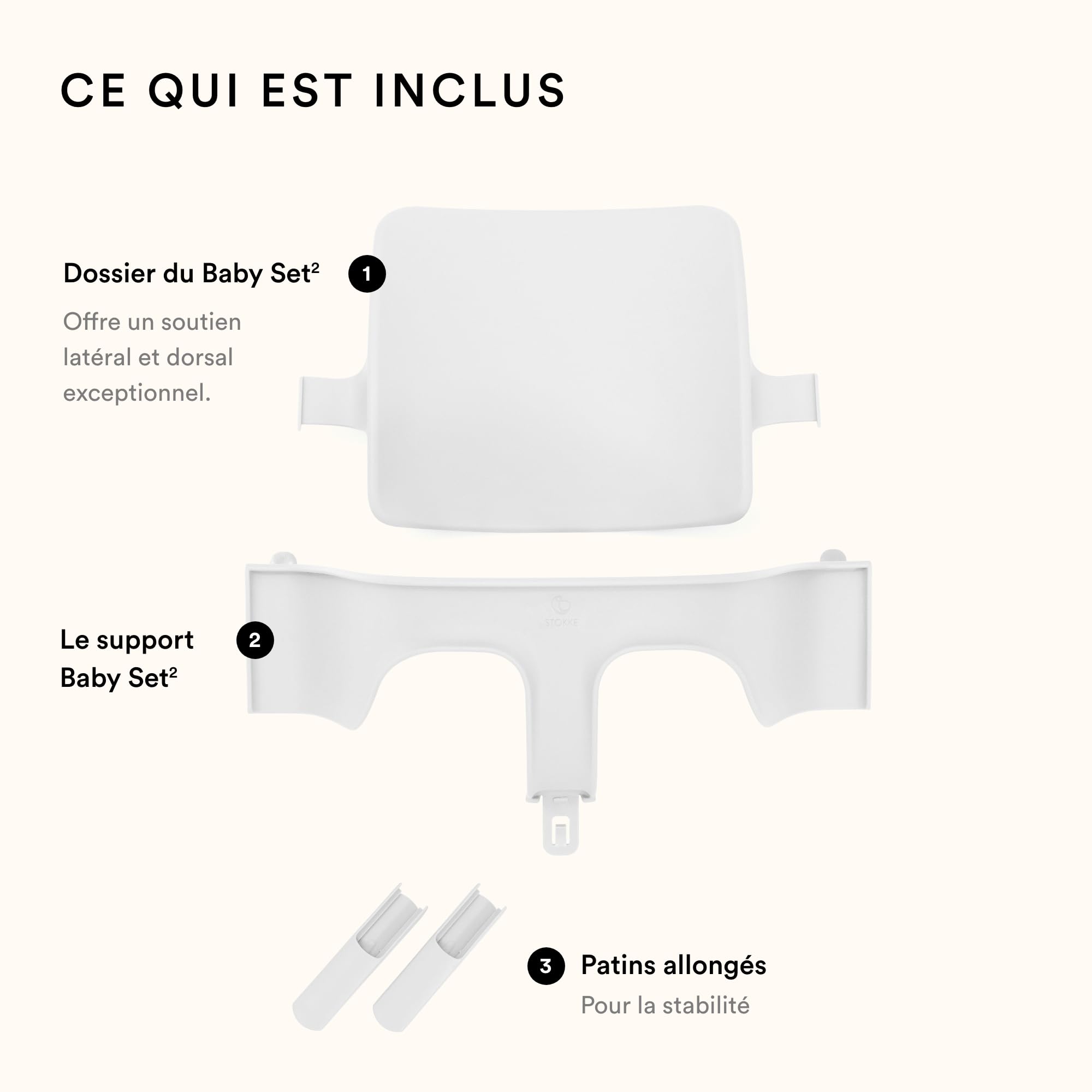 Stokke Tripp Trapp Baby Set 2 Blanc - Chaise haute pour 6-36 mois - Compatible après 2003