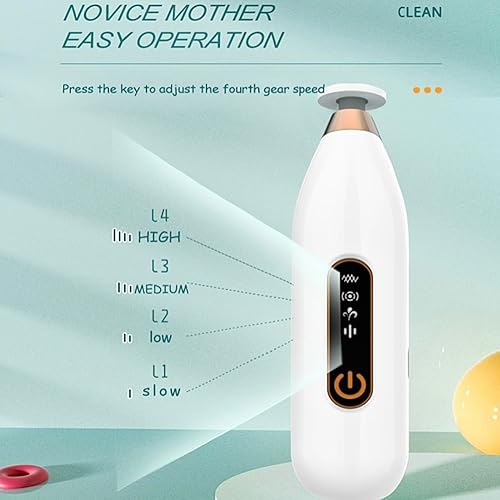 Miniatura 2 de Cortadora de uñas eléctrica para bebés, limpiador de uñas recargable, 4 modos de velocidad, máquina de taladro eléctrico inalámbrico seguro con foco