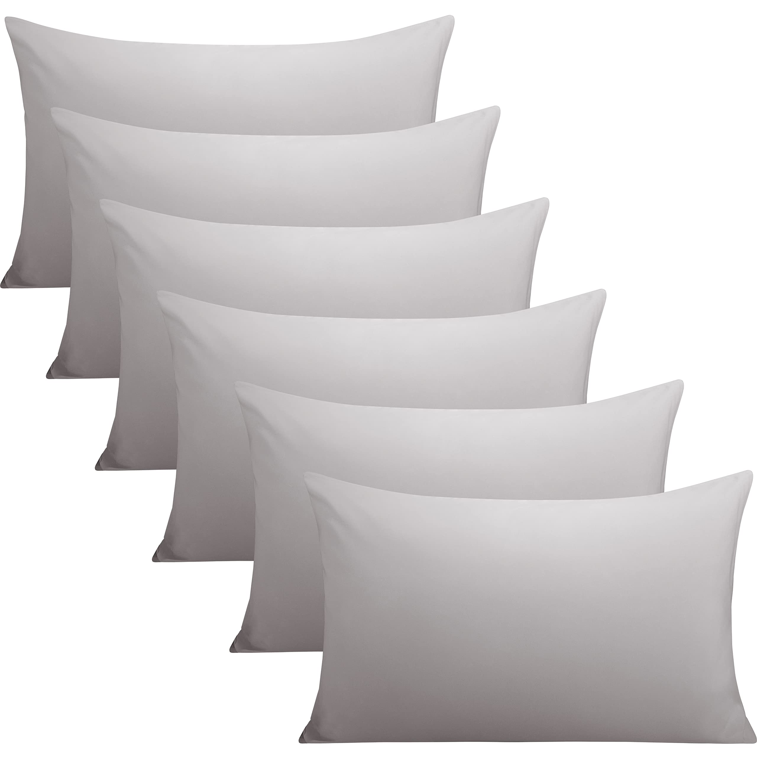 FLXXIE 6 Pack Microfiber Queen Pillowcases, Envelope Closure, Smoky Grey