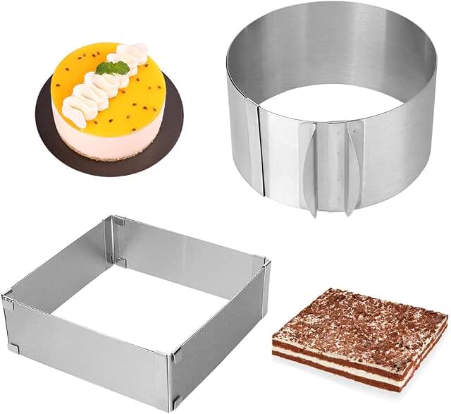 Adjustable Stainless Steel Cake Rings with Scaling, 2-Pack (6 to 12 in)