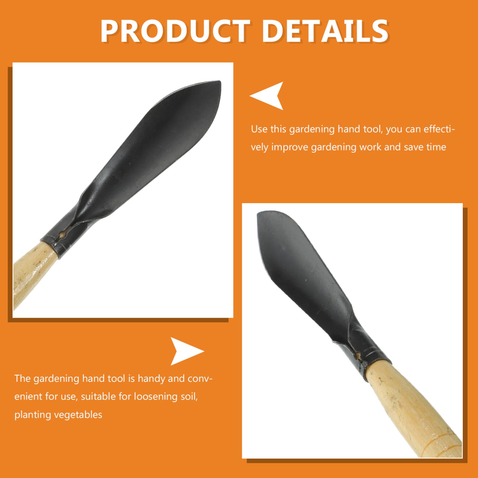 Sosoport 2pcs Gardening Shovel Hand Trowel Wooden Handle Garden Hand Tools for Loosening Soil