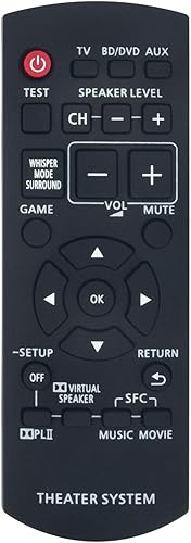 Control remoto reemplazado N2QAYB000417 - WINFLIKE mando a distancia de repuesto para sistema de audio de cine en casa Panasonic N2QAYB000417 SC-ZT1 Control remoto reemplazado N2QAYB000417 - WINFLIKE mando a distancia de repuesto para sistema de audio de cine en casa Panasonic N2QAYB000417 SC-ZT1