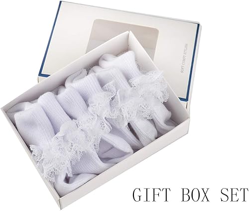 Miniatura 4 de EPEIUS Calcetines de encaje con volantes para bebé, niñas, con ojales, triple, encaje, para recién nacidos, bebés, niños pequeños, 35 pares