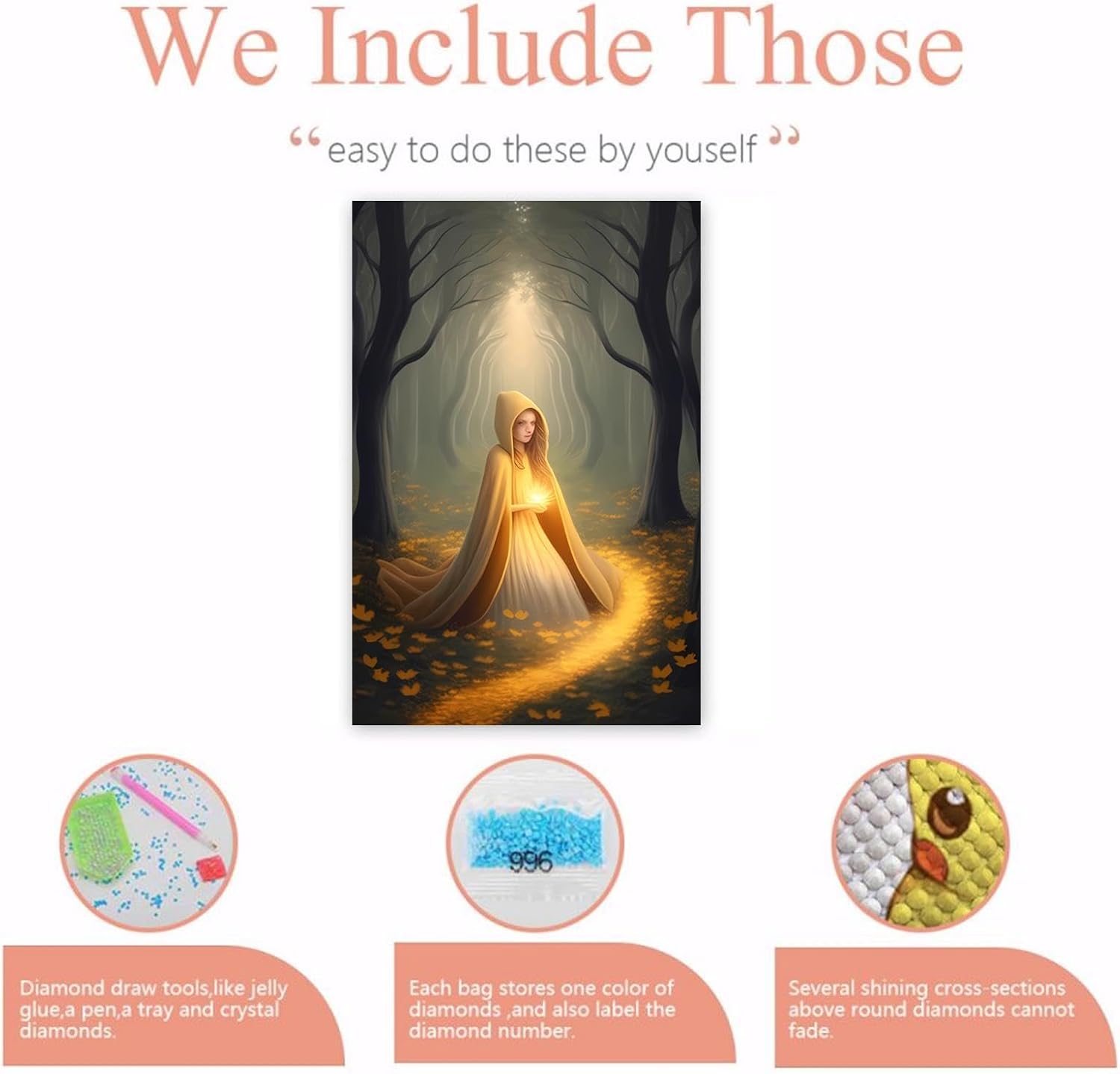 Gabbana 5D Forest Witch Fairy Diamond Art Painting Kits, Fairy Diamond Painting Full Diamond Art Kits for Adults Embroidery Cross Stitch Arts Craft Supply Canvas Wall Decor 16x24 Inch