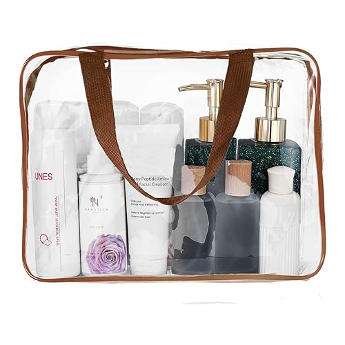 Miniatura 112 de Kit de aseo de viaje de viaje para hombres y mujeres, 3 piezas de PVC transparente, impermeable, organizador de embalaje de vinilo, bolsa con cierre