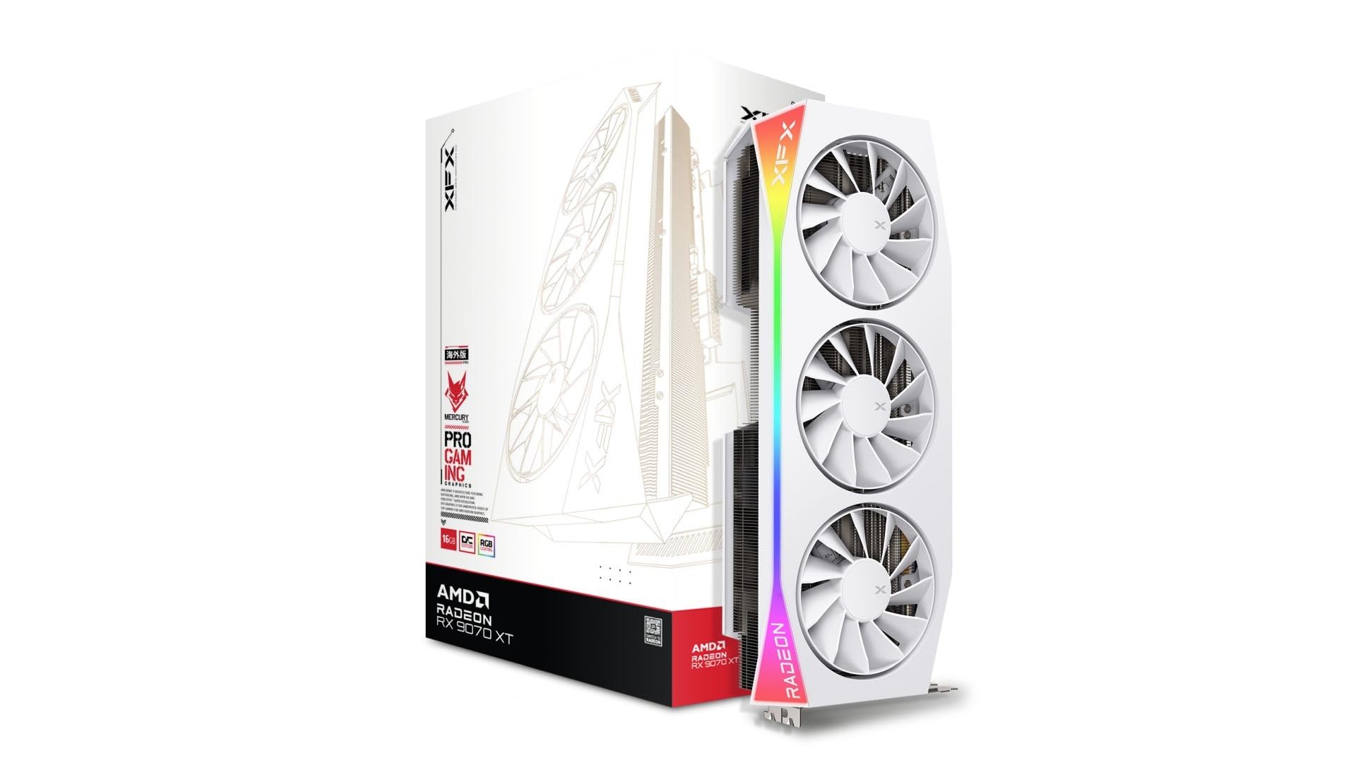 XFX Mercury AMD Radeon RX 9070XT OC White Gaming Edition RGB 16GB GDDR6