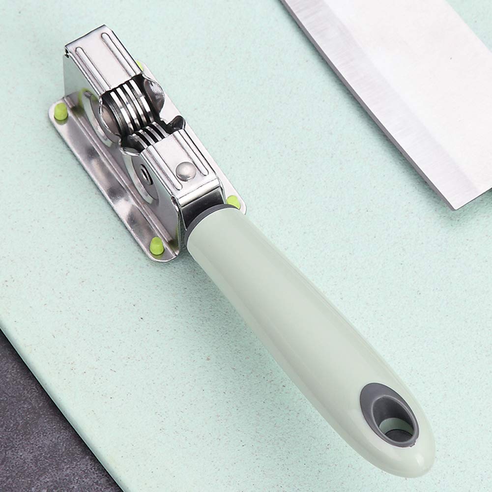 Affilacoltelli da Cucina, Aspetto Creativo Facile da Appendere Acciaio Inossidabile Resistente all'Usura Impugnatura Comoda Pietra per Affilare Multifunzionale Green