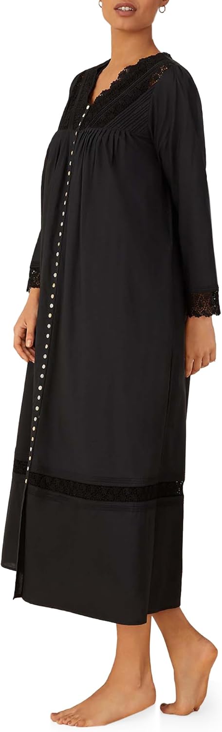 Eileen West Sleepwear & Loungewear for Women - Portofino Collection - 100% Cotton Soft Lightweight Longsleeve Long Robe - Image 3