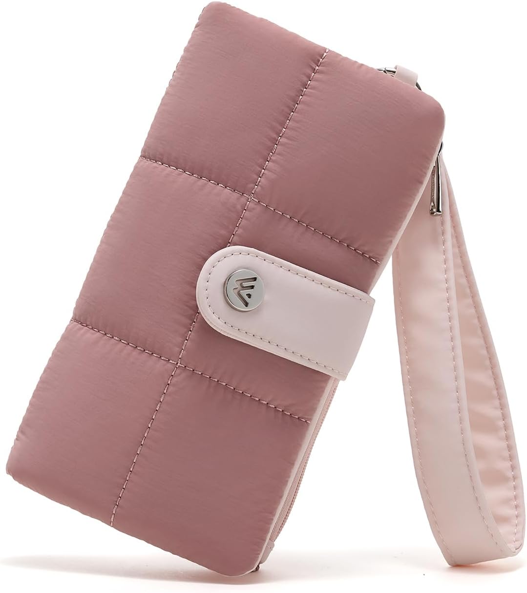 WESTBRONCO Puffer Wristlet Wallets for Women RFID Blocking Soft Slim Bifold Compact 13 Card Holder Wallet for Women with Zipper Coin Pocket & ID Window