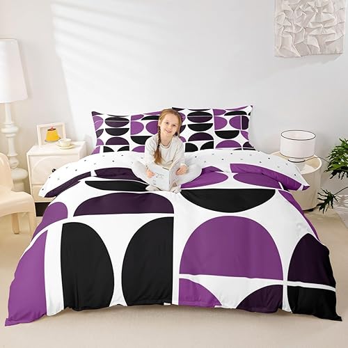 Miniatura 9 de Erosebridal Juego de funda de edredón de mediados de siglo, color naranja, retro, tamaño individual, colorido, arte moderno, geométrico, para niños,