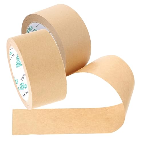 STOBOK 2pcs Adhesive Tape Self-Adhesive Kraft Paper Craft Packing Tape Brown Tape Book Binding Tape Packaging Tape Refill Kraft Tape Water Activated
