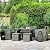 Outsunny 6 Piece Patio Dining Set, PE Rattan Furniture Set with 2 Chairs Cushions & Outdoor Loveseat Sofa, Woodgrain Slatted Dinner Table, Gray