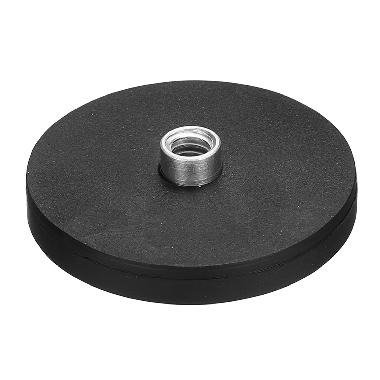 MECCANIXITY 3.5" Dia Rubber Coated Magnets, 88LBS Anti-Scratch Flag Magnet Base with 1/4"-20UNC F Threaded Studs and Nut Magnets Holder for Camera Light Bar Mirror Tool