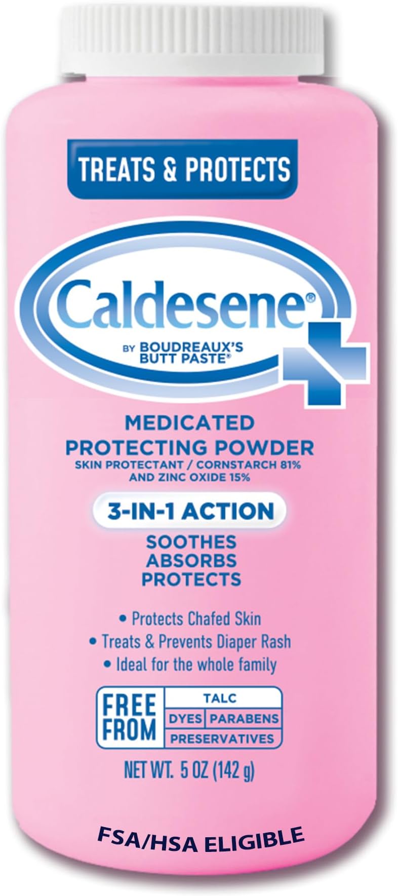 Medicated Protecting Body Powder with Zinc Oxide and Cornstarch, Talc-Free Baby Powder Soothes & Protects, 5 Oz.