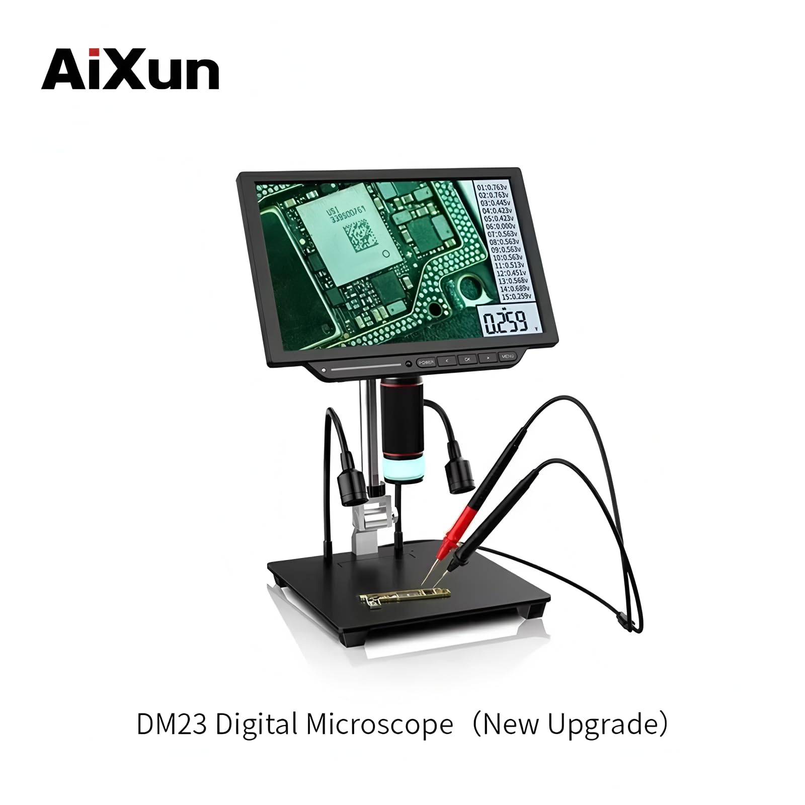 AIXUN DM23 Elektronisches Digitalmikroskop mit Multimeter-Messung, 25,4 cm (10 Zoll), großes Display, für BGA-Lötwerkzeug
